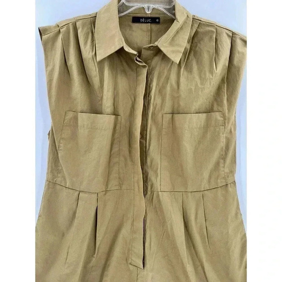 DeLuc Women’s Medium Tan Short Sleeveless Romber Summer Comfort Excellent UC - Picture 6 of 11